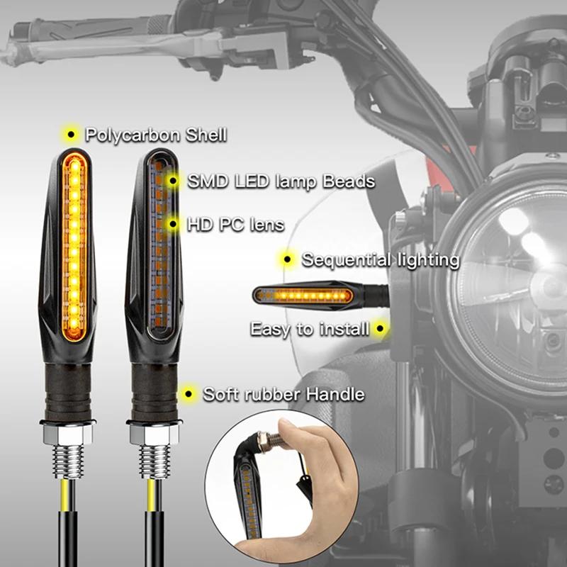 Motorcycle LED Turn Signals Light Amber Flasher Flowing Water Built Relay 12LED Turn Signal Lamp Motorcycle Flashing Lights