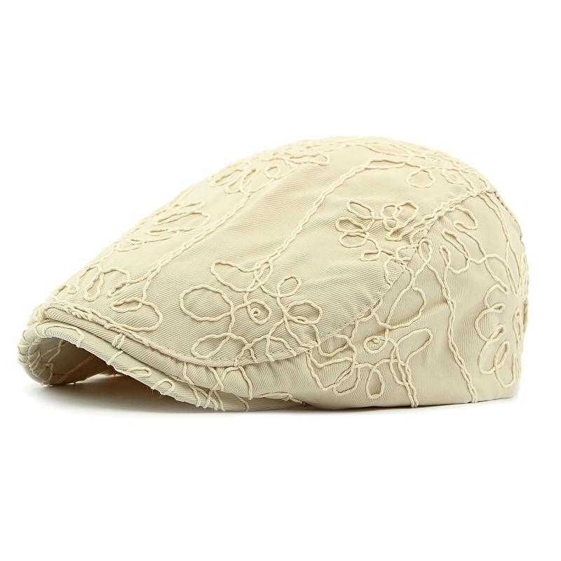 

Цветочный берет Женская британская винтажная кепка с козырьком Прогрессивная кепка бежевый