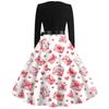 Print Flare Dress For Women Long Sleeve Dress Hollow Party Casual Dresses