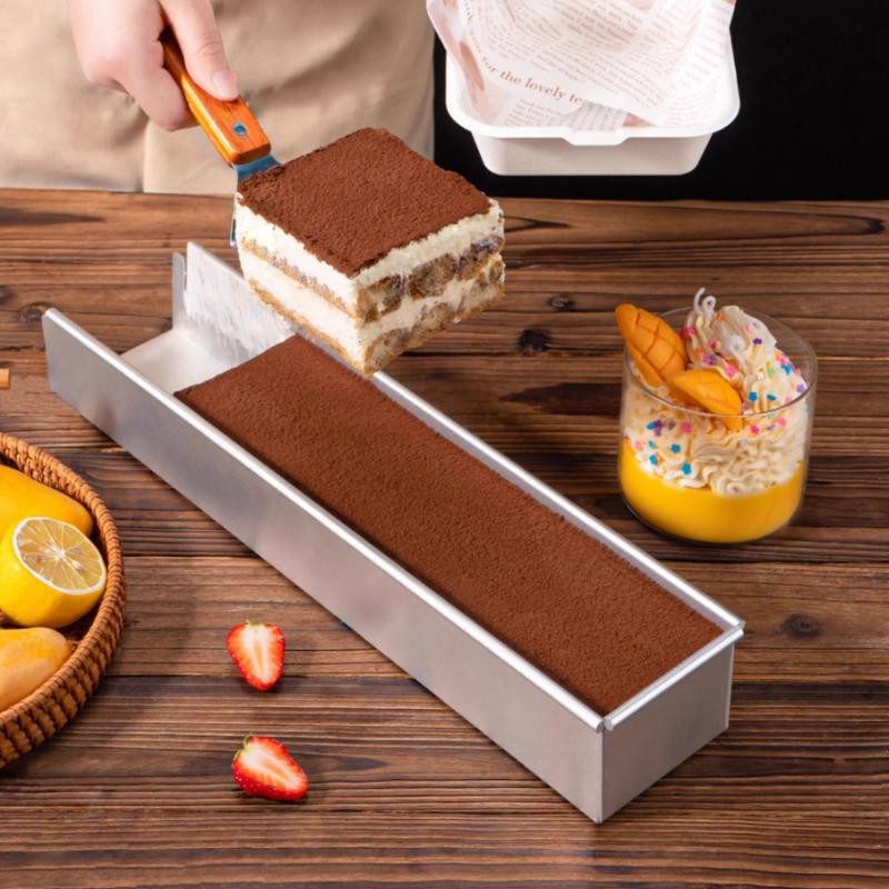 Non-Slip Stainless Steel Long Cake Mold Bakingtray Anti-Scratch Rectangular Tiramisu Cake Base Dly Kitchen Cooking Tool