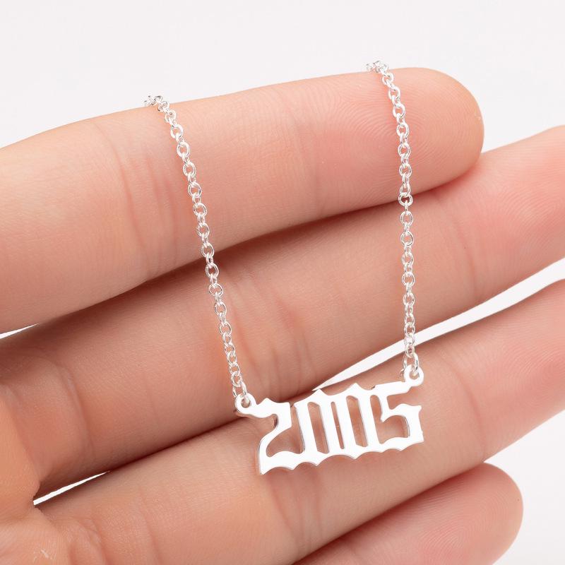 2 Stück Special Date Jahreszahl Halskette