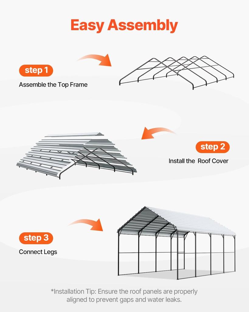 12' x 20' Metal Carport Heavy Duty Outdoor Car Shelter Garage for Boats