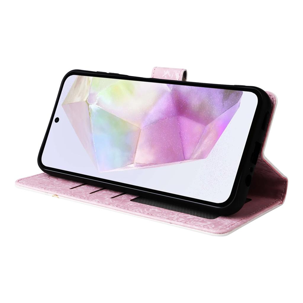 For Samsung Galaxy A17 5G/A17 4G/A26 5G Case RFID Blocking Flower Leather Phone Cover with Wrist Strap