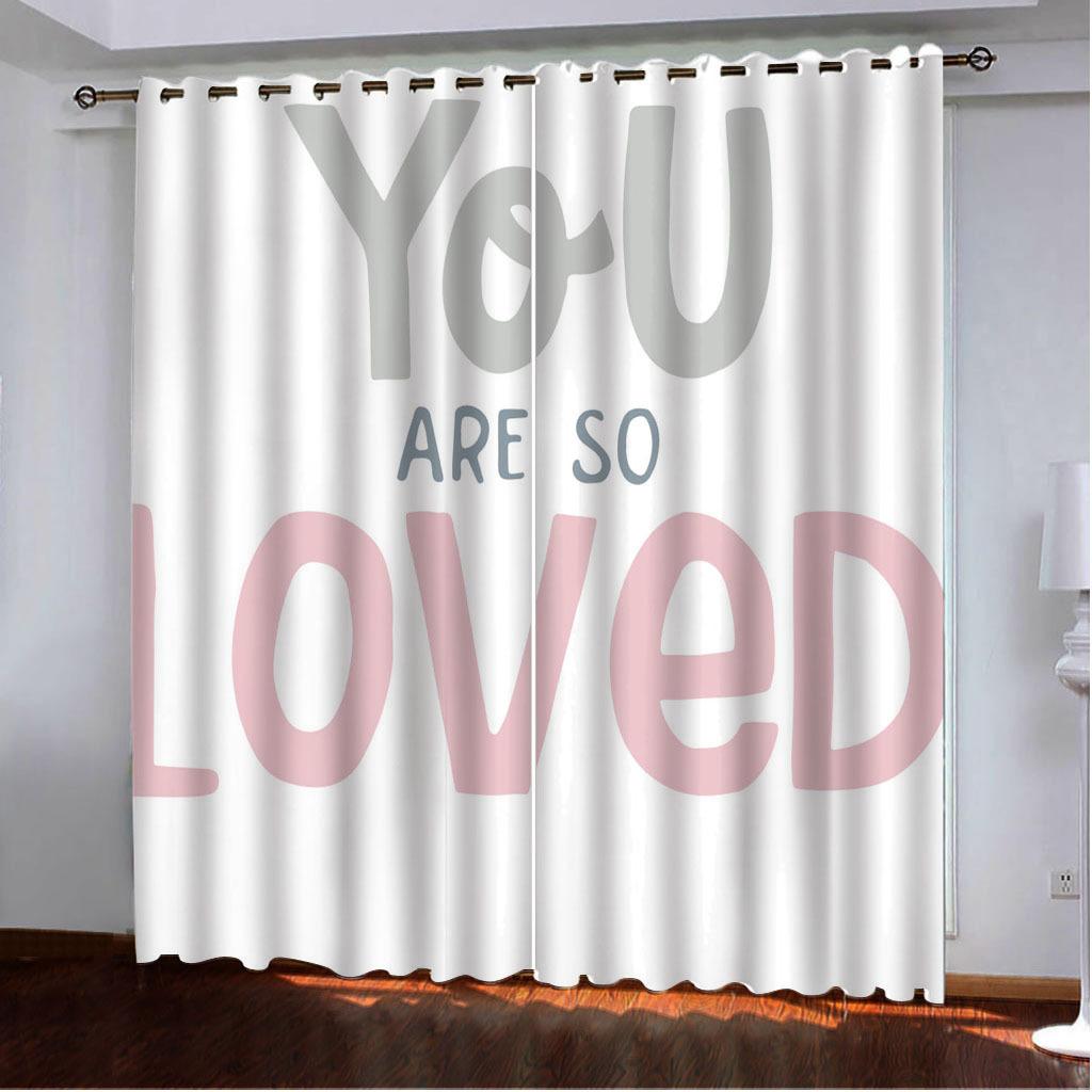 High Density Blackout Curtains Alphabet Series Digital Printing Curtains