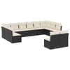 Vidaxl 12-Cz. Garden Furniture Set, With Cushions, Black, Poly Rattan
