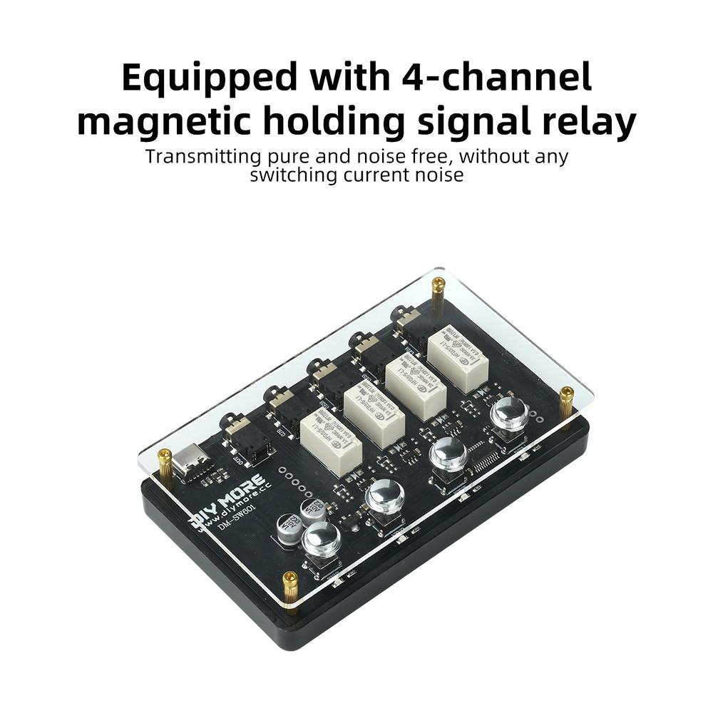 DC 5V AUX 3.5mm Audio Switcher 4-In 1-Out Multi Channel Audio Input Type-C Interface for PC Game Console TV Amplifier