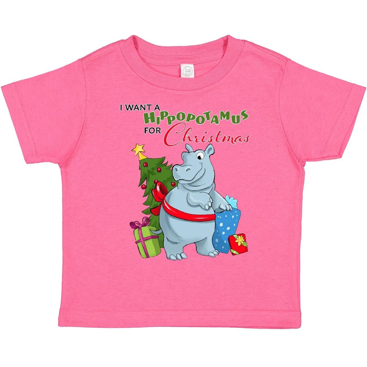 

Inktastic I Want A Hippopotamus For Christmas Toddler T-Shirt Cute Animals Red 140