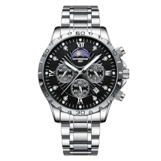 Wrist watch men quartz chronograph 3 ATM water resistant stylish mens brand popular business simple date luminous stainless steel band male working
