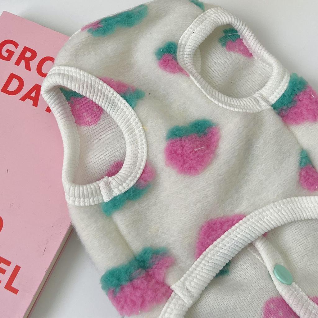 Autumn and Winter Strawberry Vest Dog Pet Clothes Thickened Vest Cat Teddy Bichon Pomeranian Schnauzer Small Dog Vest Vest