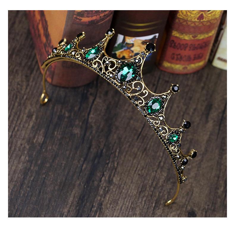 Elegant Green Diamond Baroque Bridal Tiara, Noble Crystal Princess Crown for Birthdays.