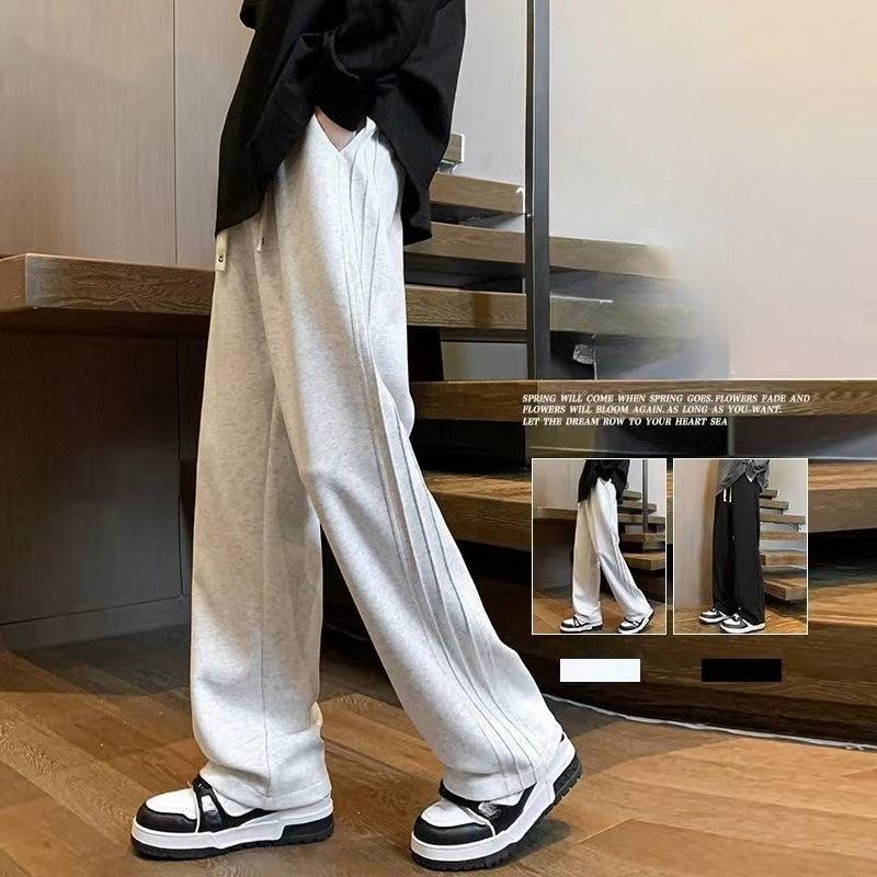 Japanese fashion brand heavyweight casual sweatpants for men in spring and autumn, new gray wide leg pants for teenagers, casual pants