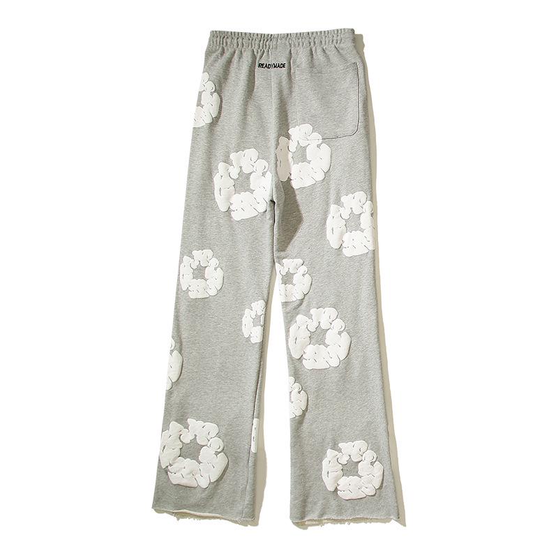 

Трехмерная вышивка из вспененного капка в винтажном стиле унисекс с микро-клешем L серый