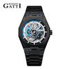 BONEST GATTI Men's Watch German Automatic Mechanical Skeleton Luminous Stainless Steel Bracelet Men's High-End Watches