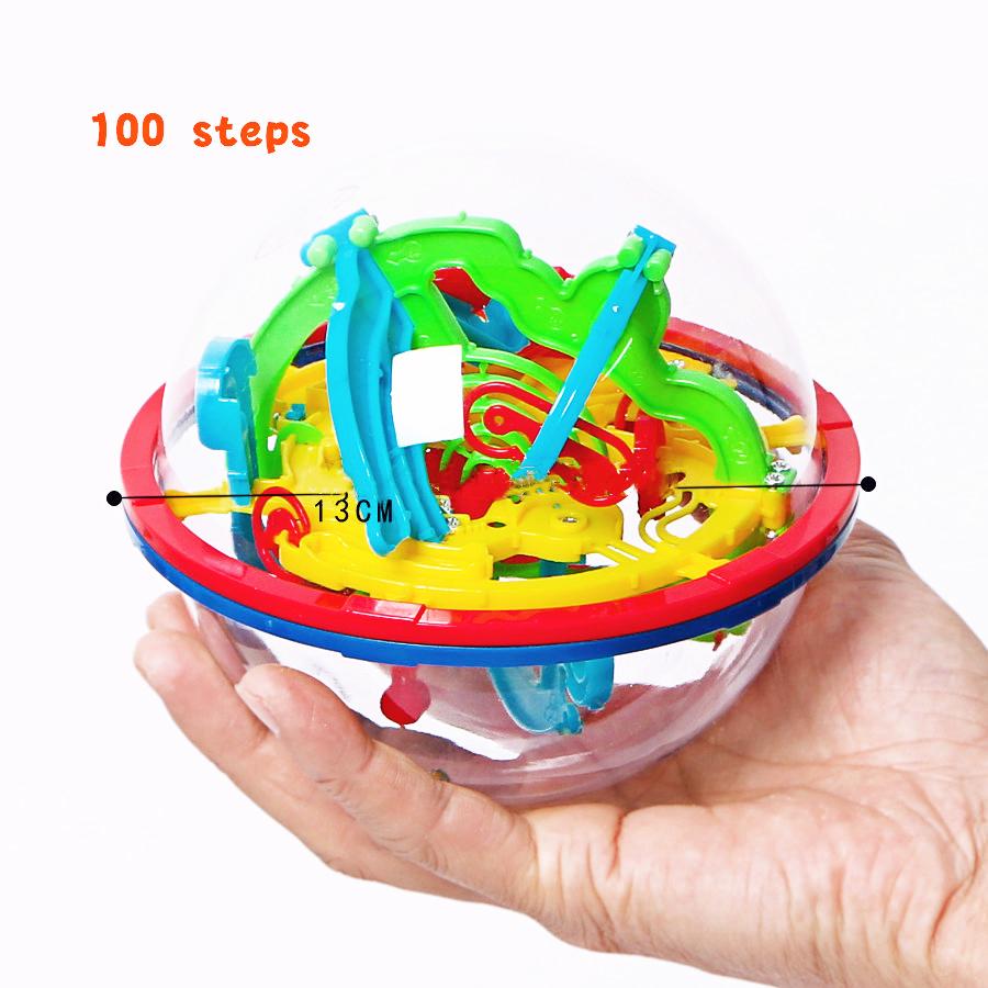 100 Step 3D Magic Maze Intellect Ball Labyrinth Sphere Globe Toys For Kids Educational Brain Tester Balance Training Toy Gifts