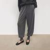 Cuffed Wool Lantern Pants with Drawstring & Elastic Waist for Women - 2-Ply Thick Casual Wear