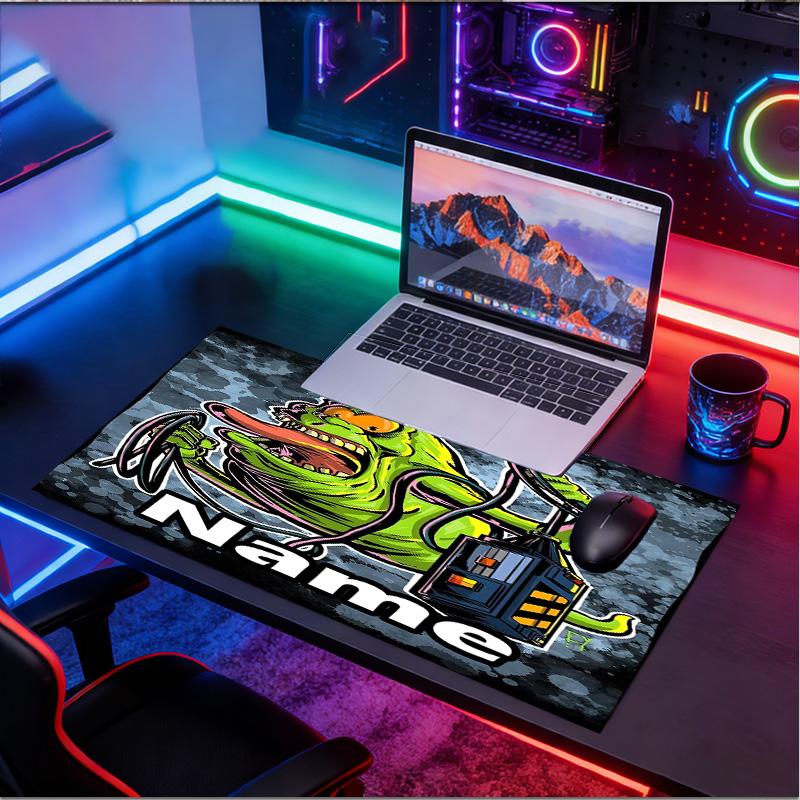 Custom Name Personalized Ghostbusters Pattern Mousepad, Laptop PC Desk Mat, Decorative Desk Mat for Home Keyboard Pad Gift