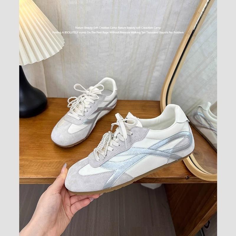 2025 spring new American retro fashion moral training shoes women's spring and summer leather versatile soft-soled sports jogging shoes