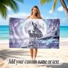 Wolf Theme Beach Towel Personalized Custom Name & Text Soft Quick Dry Beach Towel for Swimming Travel