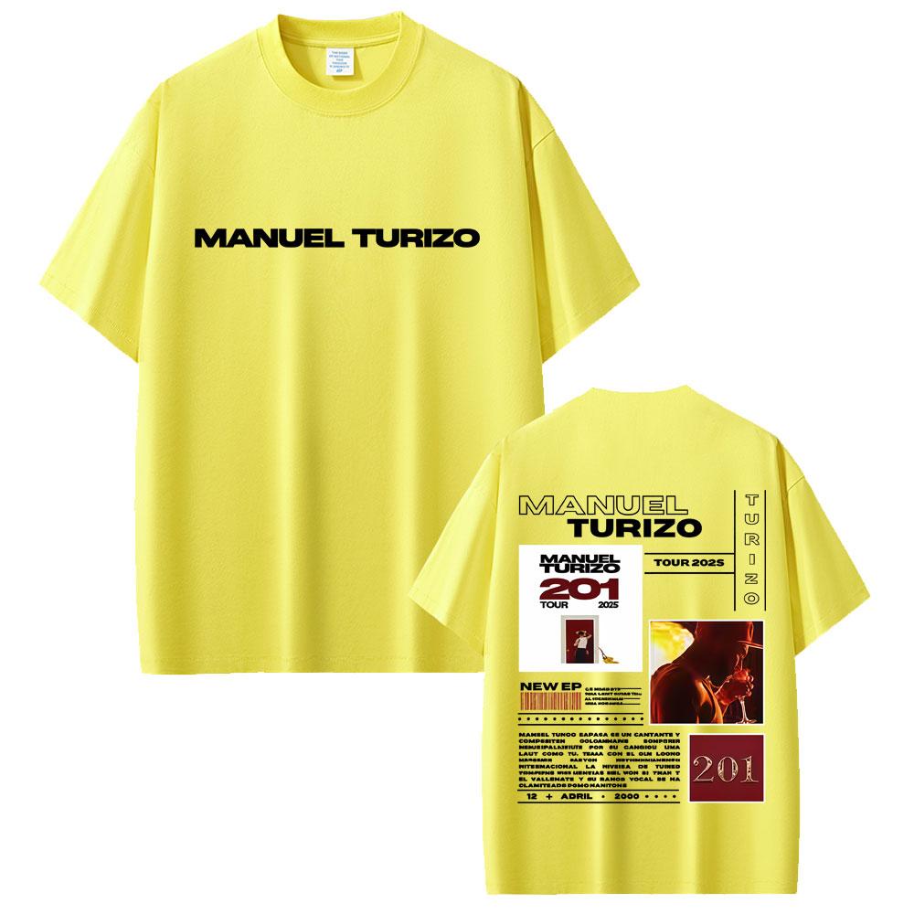 Rapper Manuel Turizo 201 Tour 2025 Tshirt Men Women Hip Hop Fashion Pop Music Tshirts Mens Casual Cotton Vintage T Shirt Tops