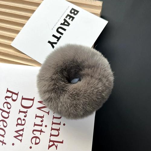 

Корейское простое плюшевое кольцо для волос с толстой кишкой из настоящего кролика-выдры, милая повязка на голову с хвостиком, интернет-знаменитость, головной убор во французском стиле ретро, ​​осень и зима серый