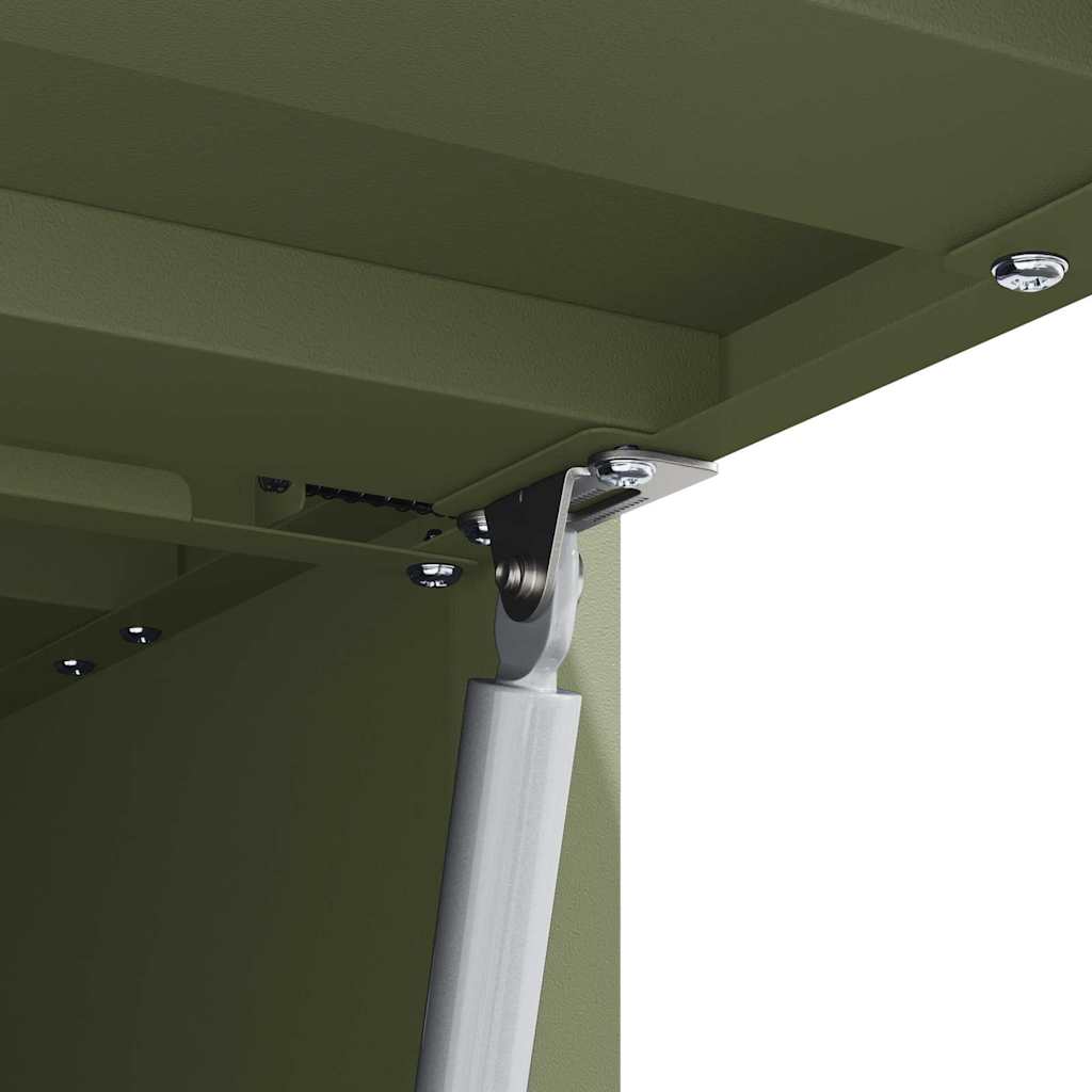 Wall Mounted Garage Cabinet with Gas Spring Door Olive Green