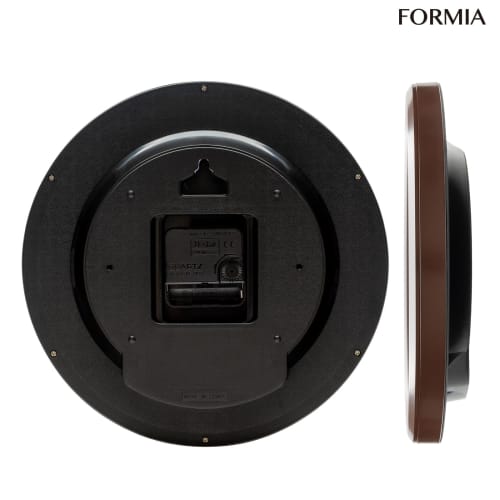 Formia Wall Clock, Easy-to-Read, Simple, Analog, Continuous Second Hand, Brown, HWC-021W-BR, Hodogaya Electronics