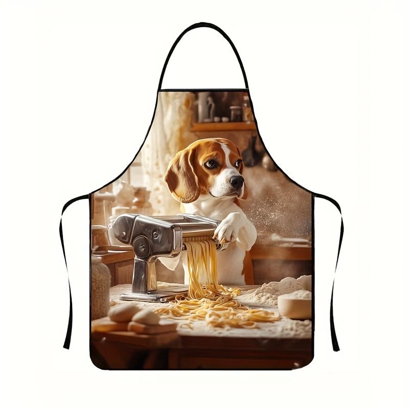 Cute Dog Theme Apron with Tie Design Adjustable Kitchen Cooking Noodle Making Baking BBQ Outdoor Party Apron for Men Women