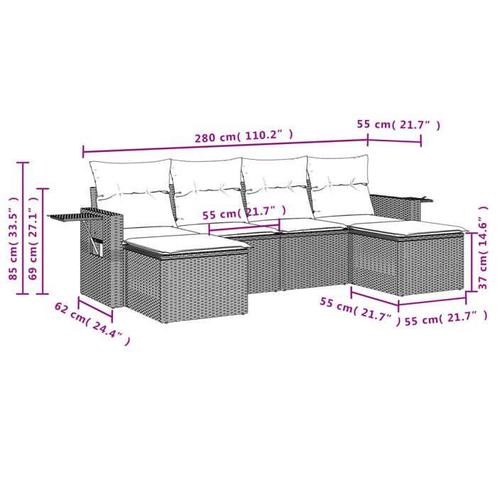 VidaXL Salon de Jardin avec Coussins 6 pcs, Canapés de Terrasse, Ensemble de Meubles de Patio, Mobilier d'Extérieur, Beige 3220517
