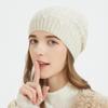 Fashion Luxury Plaid Pattern Ribbed Knitted Hat Winter Custom Logo 100% Wool Warm Women's Adult