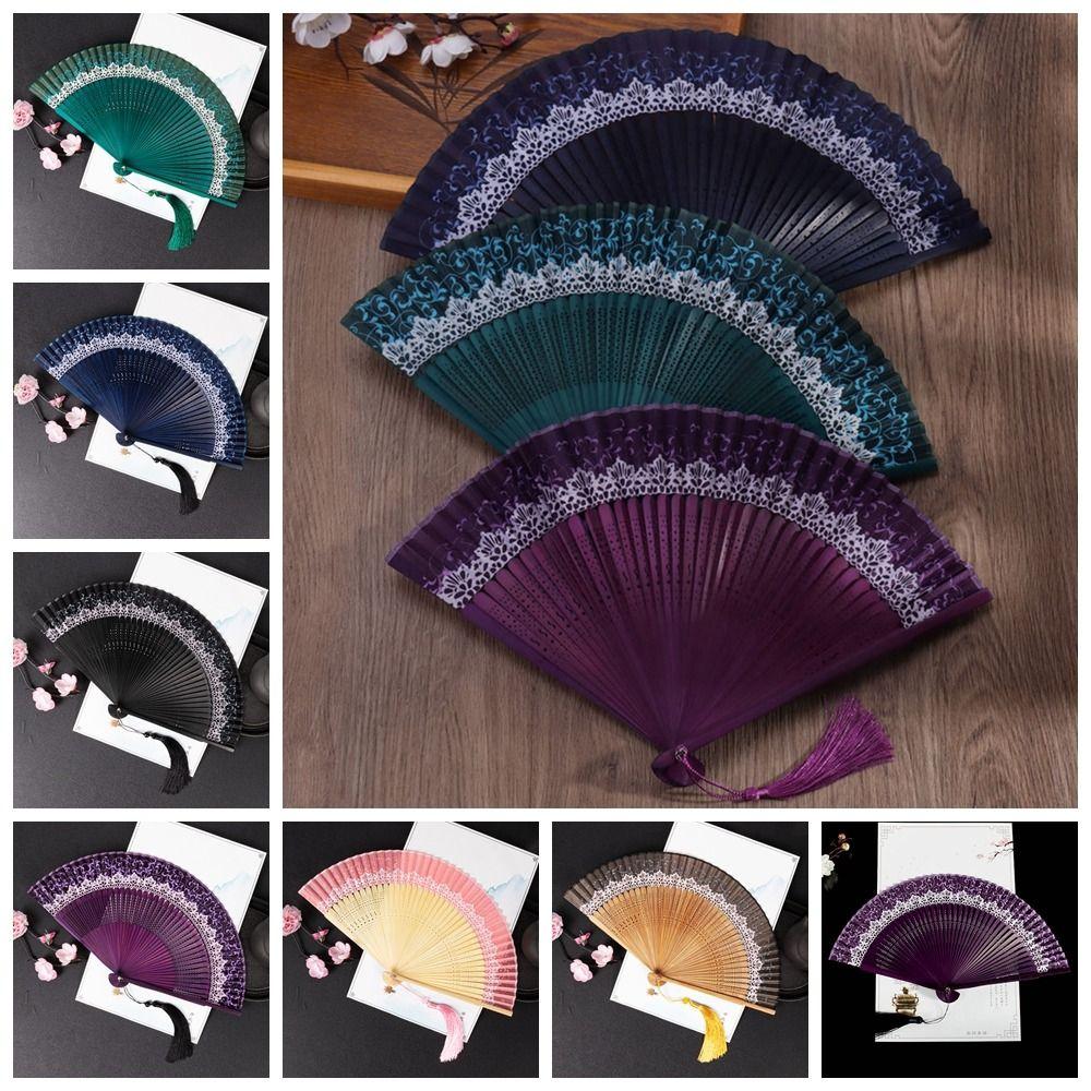 

Folding Folding Fan With Tassel Dance Fan Portable Desktop синій