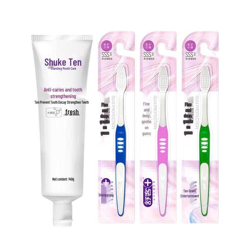 Shuke Anti-Cavity & Gum Care Toothpaste with Toothbrushes Family Pack