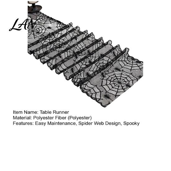 Gothic Spider Table Runner Cobweb Lace Runner, Black Web Covers for Parties Halloween Dining Table, Holiday Home Decor Vintage Overlay