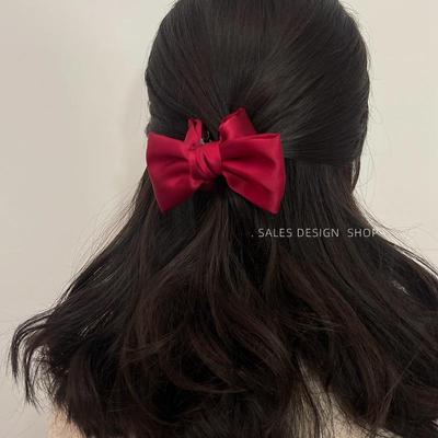 Koreanische Satin-Schleifen-Klammer: Elegantes Retro-Mode-Haaraccessoire für Damen