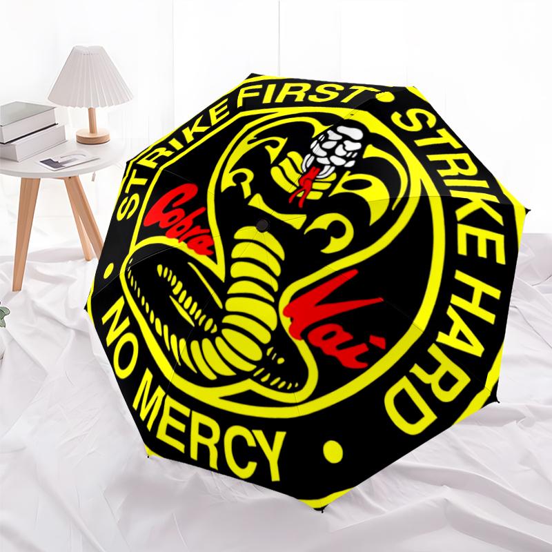 Cobra Kai Fashionable Automatic Opening/Closing Folding Umbrella. Portable and Foldable, Ideal for Gift, Travel, and Daily Use.