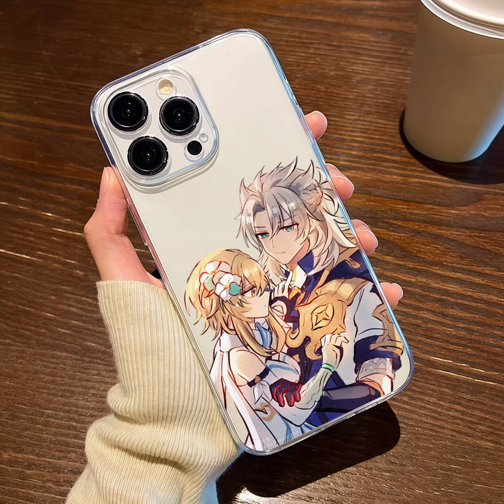 Albedo Genshin Impact Transparent Phone Case For IPhone 17 16 15 13 12 11 14 Pro Max Mini Plus Silicone Bumper