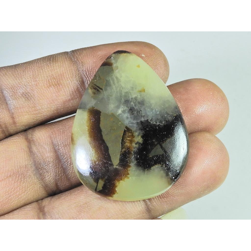 64Cts. Natural Multi Septarian Pear Cabochon Loose Gemstone 31X41X06 MM B-394