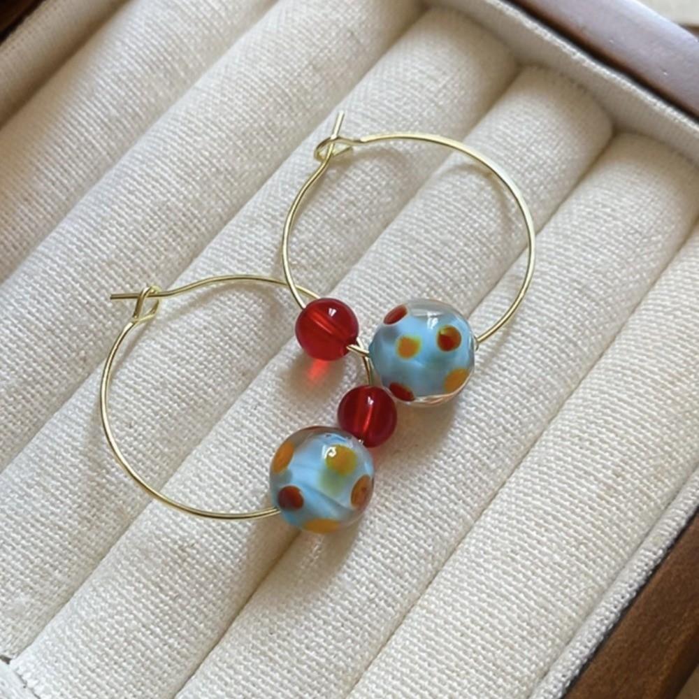 Retro Large Dangle Earrings Bead Stud Earrings New Crystal Ball Earrings  Gifts