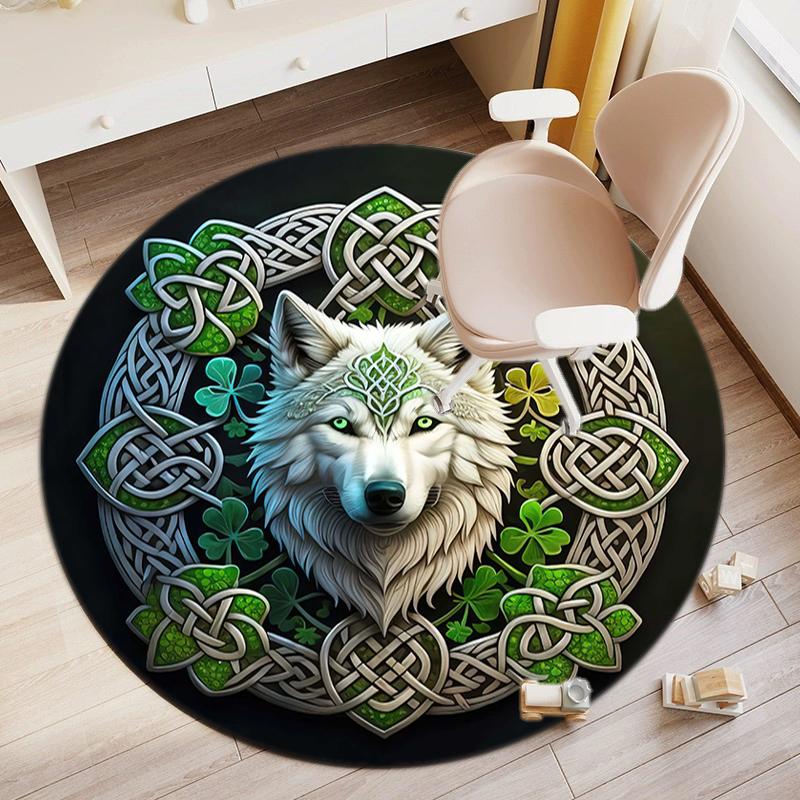 

1Pc Viking theme Printed circular carpet, home door mat, outdoor travel protection carpet A3 80x80cm( 31x31in)