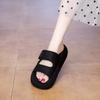 Thick-soled one-word slippers women's 2025 new versatile beach open-toed Velcro cloth-faced cool slippers trendy shoes women's shoes
