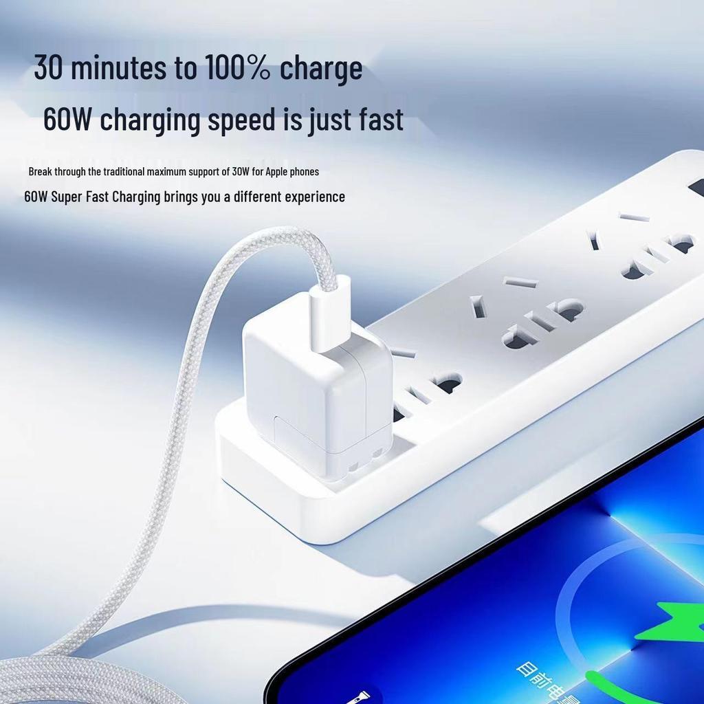 15W PD Fast Charging Dual Head Type-C Cable for iPhone 15, iPad, and Tablets