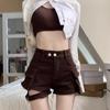 Summer Denim Shorts For Women 2024 Fashion Loose High-waisted Cargo Shorts Jeans Korean Spice Girl Simple Black Brown Sexy