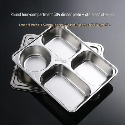316 Stainless Steel Compartmented Meal Tray with Lid