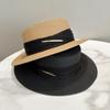 New Summer Women's Boater Beach Hat Wide Side Female Casual Panama Hat Lady Classic Flat Bowknot Straw Sun Hat Women