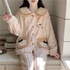 Womens Coral Fleece Pajama Set Princess Style Thick Warm Flannel Loungewear Winter