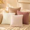 Guest Room Pillowcase Set of 4, 45 x 45 cm with Ribbed Front and Smooth Reverse for Sofa Line Indoor Seating Use