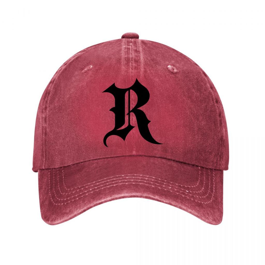 Gothic Monogram Letter R Emblem New Vintage Washed Cotton Baseball Cap Sun Hats