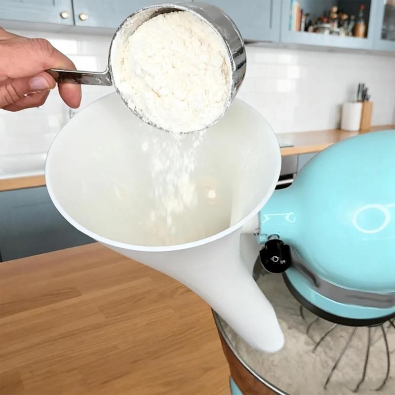 1PC Plastic Powder Funnel Easy Pour Flour Funnel Comfortable Grip Wide Mouth Food Funnels Spillproof for Kitchen Aid Artisan