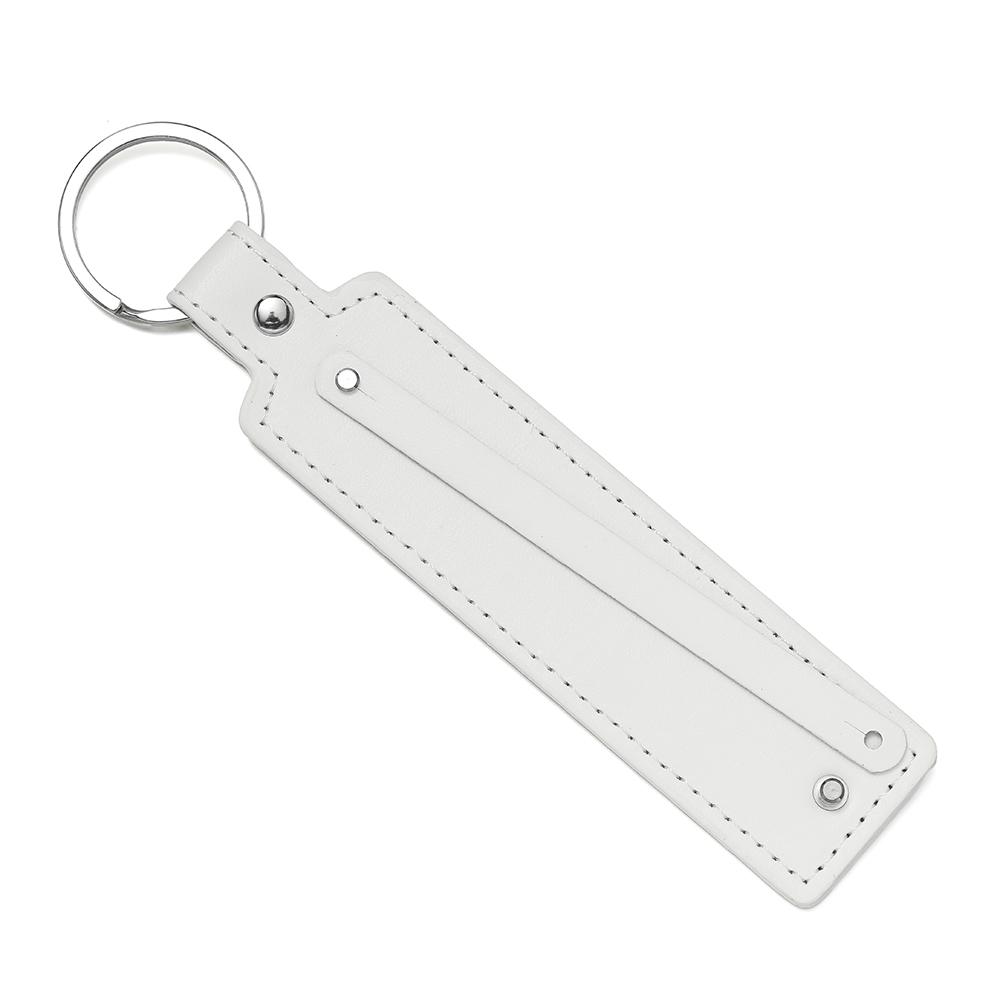 1pc Creative PU Leather Keychain Business Gift Leather Party Blank Car Key Chains Simple Metal Key Rings DIY Accessories