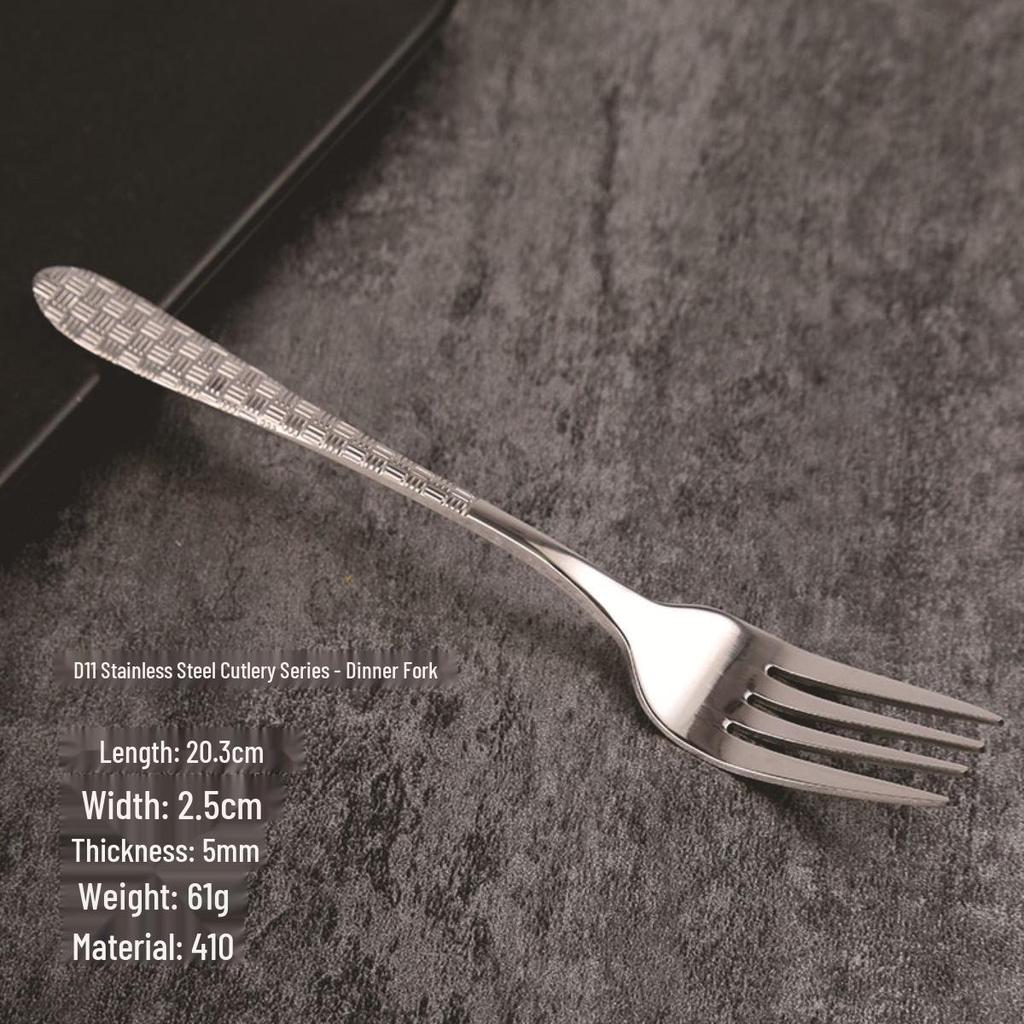 Creative Hammer Pattern Stainless Steel Cutlery Set: Dessert Spoon, Cake Fork, Steak Knife & Fork