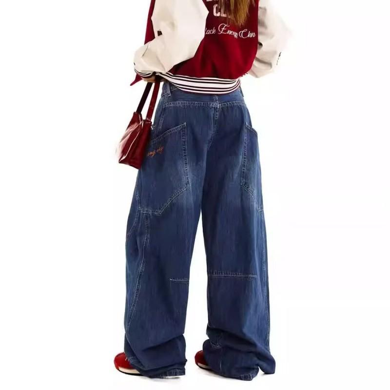 Mens American Vintage High Street Slim Bootcut Jeans Trendy Vibe Loose Wide Leg Denim Pants